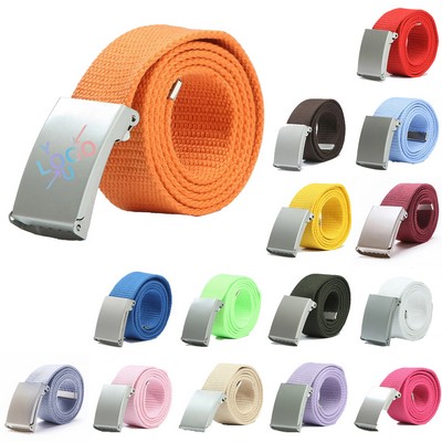 Stylish Canvas Belt with Metal Buckle