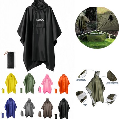 Emergency Raincoat With Hood And Pockets