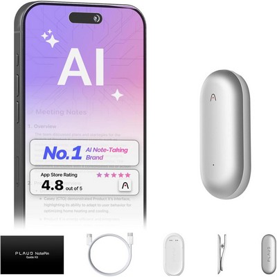 PLAUD NotePin Voice Recorder - Lunar Silver