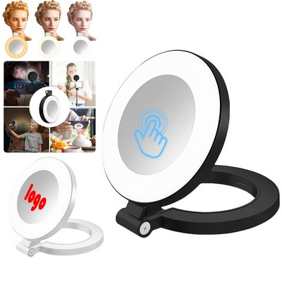 Custom Magnetic Phone Fill Light with Mirror – 3 Color Modes, Rechargeable, Promotional