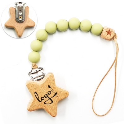 Pentagram Beech Pacifier Clip