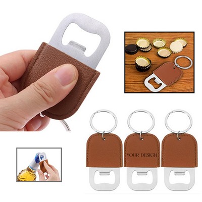 Leatherette Bottle Opener Key Chain