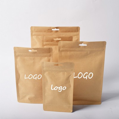 6.7" X 10" X 3" Kraft Food Grade Storage Stand-Up Bags