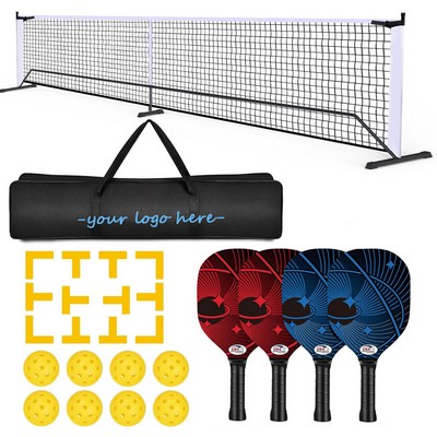 Portable Pickleball Set With Net, Paddles And Balls Bags
