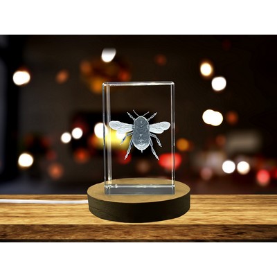 Stunning Bombus Lapidarius Bumblebee 3D Crystal Engraving - Unique Nature Lover Gift