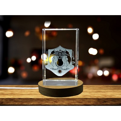 Jordan Coat of Arms 3D Engraved Crystal Trophy Award w/LED Base