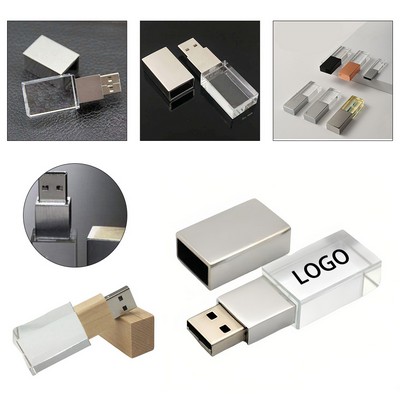 64 GB Illuminated Crystal USB Flash Drive with LED Lighting