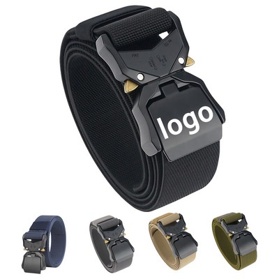Custom Multifunctional Canvas Belt – Aluminum Buckle, Multiple Pockets & Loops, Outdoor Utility