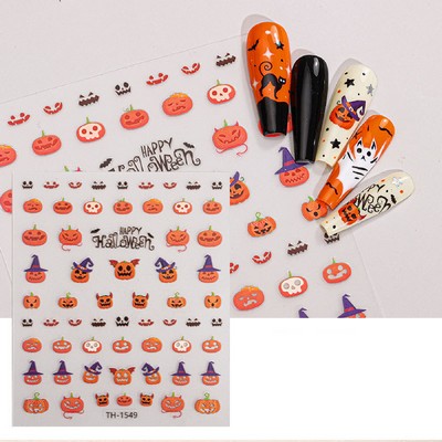 Pumpkin Sticker Halloween Nail Art Stickers Decals Self-Adhesive Nail Supplies Fingertip Art