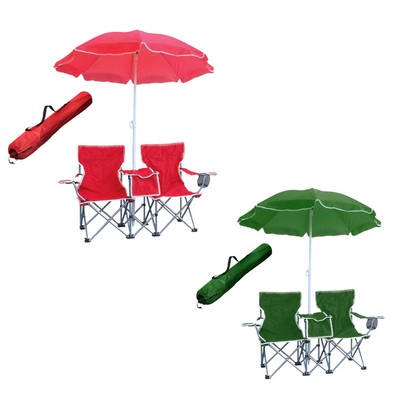 Folding Double Chair Set with Umbrella
