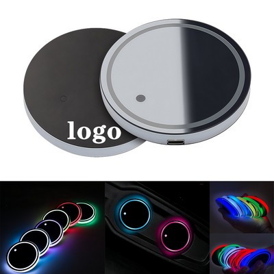 USB Rechargeable LED Car Coasters With 7 Color Lights