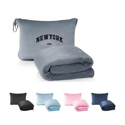 2" 1 Ultra Travel Pillow Blanket with Soft Bag