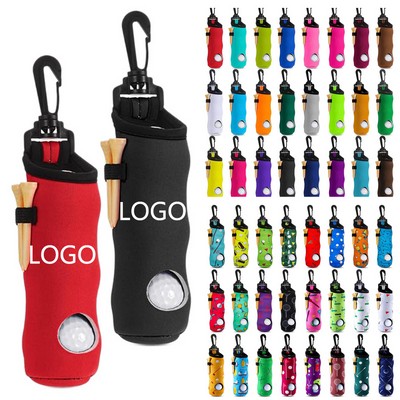 Portable Neoprene Golf Ball Carry Bag & Tee Holder With Clip