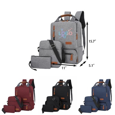 3 Piece Backpack Travel Business Shoulder Bag Set