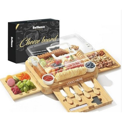 Wooden Cheese Board with Lid Snack and Dessert Serving Tray