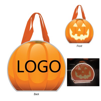 13" Reflective Halloween Pumpkin Trick Or Treat Laminated Nonwoven Tote Bag