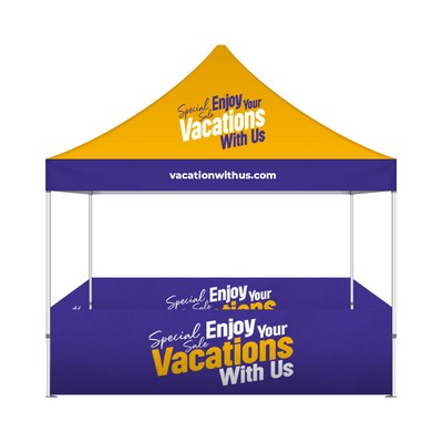 10' Steel Custom Canopy Tent with Half-Walls on All Sides