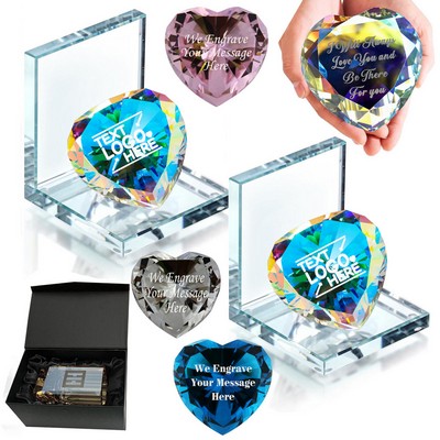 Sparkling K9 Crystal Bookend with Rainbow Diamond Set of 2