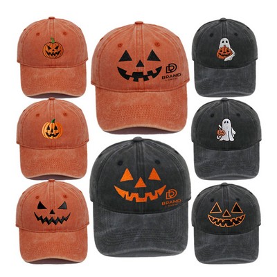 Halloween Embroidered Pumpkin Face Baseball Cap
