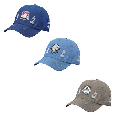 Premium Stock Ripped Cotton 6-Panel Unstructured Cap w/