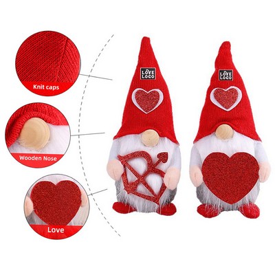 Adorable Plush Love No Face Santa Claus Doll With Knitted Hat And Arrow/Heart