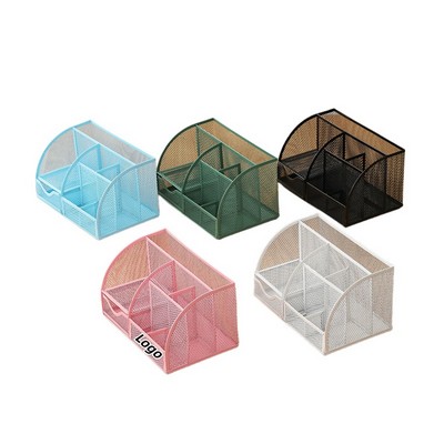 Stylish Metal Mesh Multi Compartment Desktop Organizer