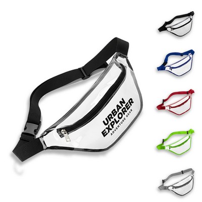 Clear Transparent PVC Fanny Pack Bag with Zipper Pocket