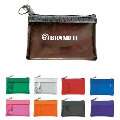PVC Zippered Coin Purse W/ Keychain