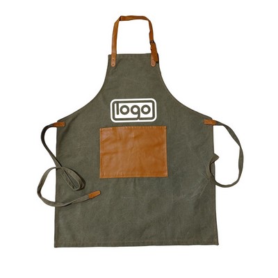 PU Leather Pocket Breathable Canvas Apron