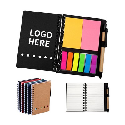Spiral Bound Notebook & Pen with Sticky Flags