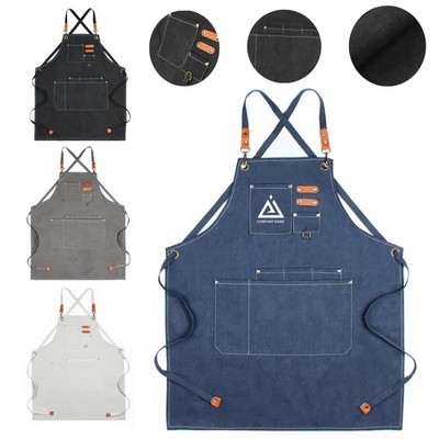 Cotton Canvas Cross Back Adjustable Kitchen Apron