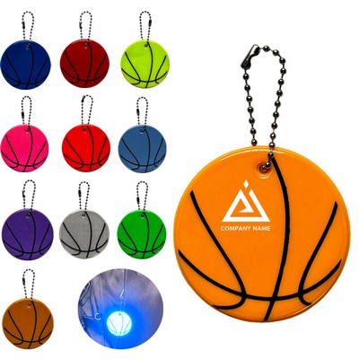 PVC Light Reflective Basketball Pendant Keychain Safety