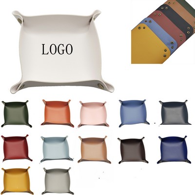 Square PU Leather Storage Tray