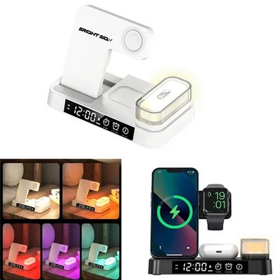 Smart RGB Alarm Clock & Triple Wireless Charger Station
