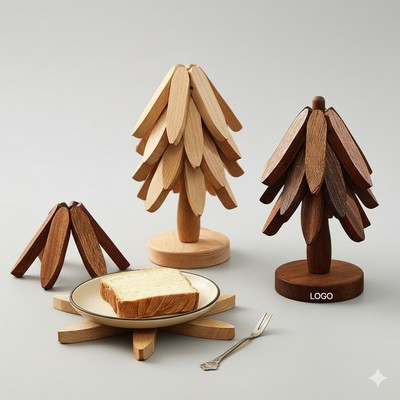 Solid Wood Heat Resistant Table Mat Insulated Dining and Kitchen Pad