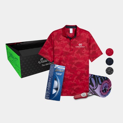 PUMA® Volition Camo Men's Polo Shirt, Towel, Srixon® Golf Balls & Pitchfix® Icon Divot Tool Gift Set
