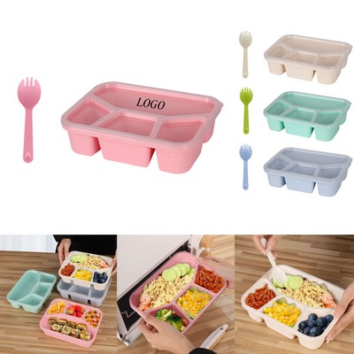 Eco-Friendly Wheat Straw Four-Compartment Lunch Box