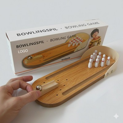 Mini Wooden Bowling Tabletop Game Creative Rolling Ball Toy for Children and Family Play