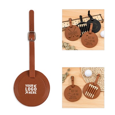 Round PU Leather Golf Tee Bag
