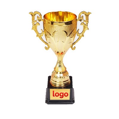 Gold Completed Metal Cup Trophy On Plastic Base