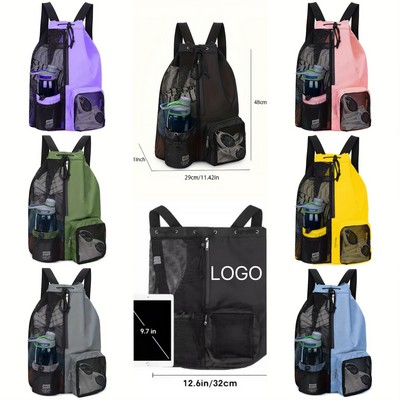 Mesh Drawstring Backpack with Wet Pocket