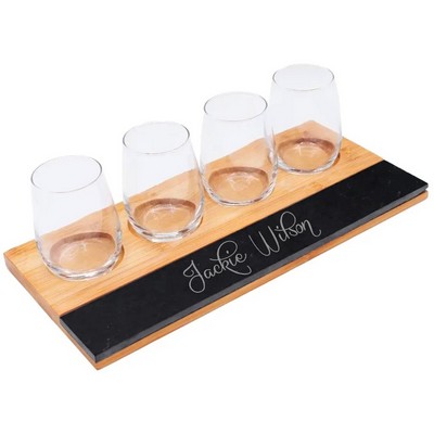 Bamboo Wine Tasting Tray with Chalkboard