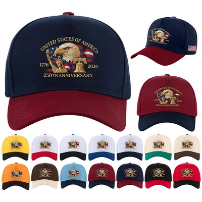 USA 250th Anniversary--5-Panel Colorblock Cotton Baseball Cap