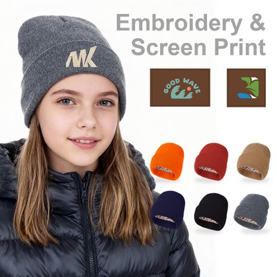 Satin-Lined Knit Beanie With Custom Logo