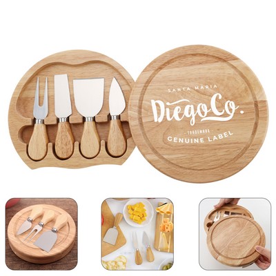 Mini Bamboo Cheese Board with 3-Piece Knife Set