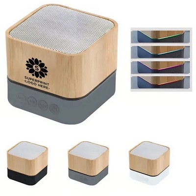 Rgb Light Bamboo Wireless Speaker With Tf Slot