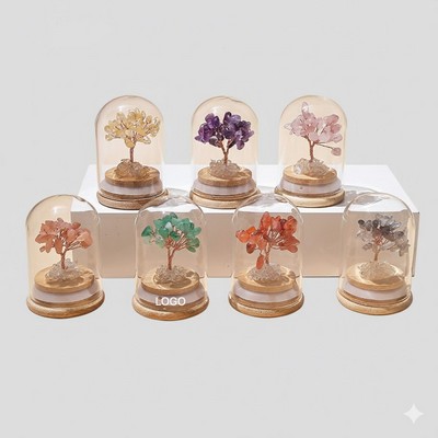 Natural Crystal Wishing Bottle "Money Tree" Handcrafted Gemstone Bonsai Wealth, Luck