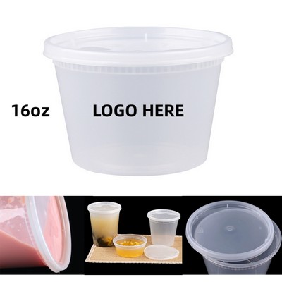 16oz Plastic Disposable Food Containers With Lid