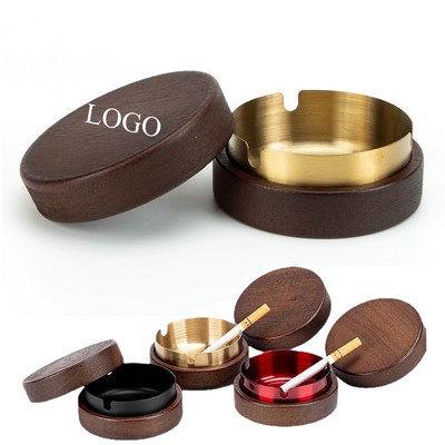 Solid Wood Stainless Steel Ashtray