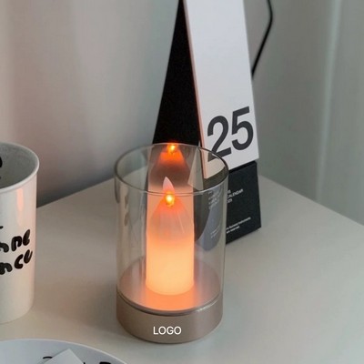 Modern Geometric LED Flameless Candle Realistic Flickering Atmosphere Night Light Battery Operation